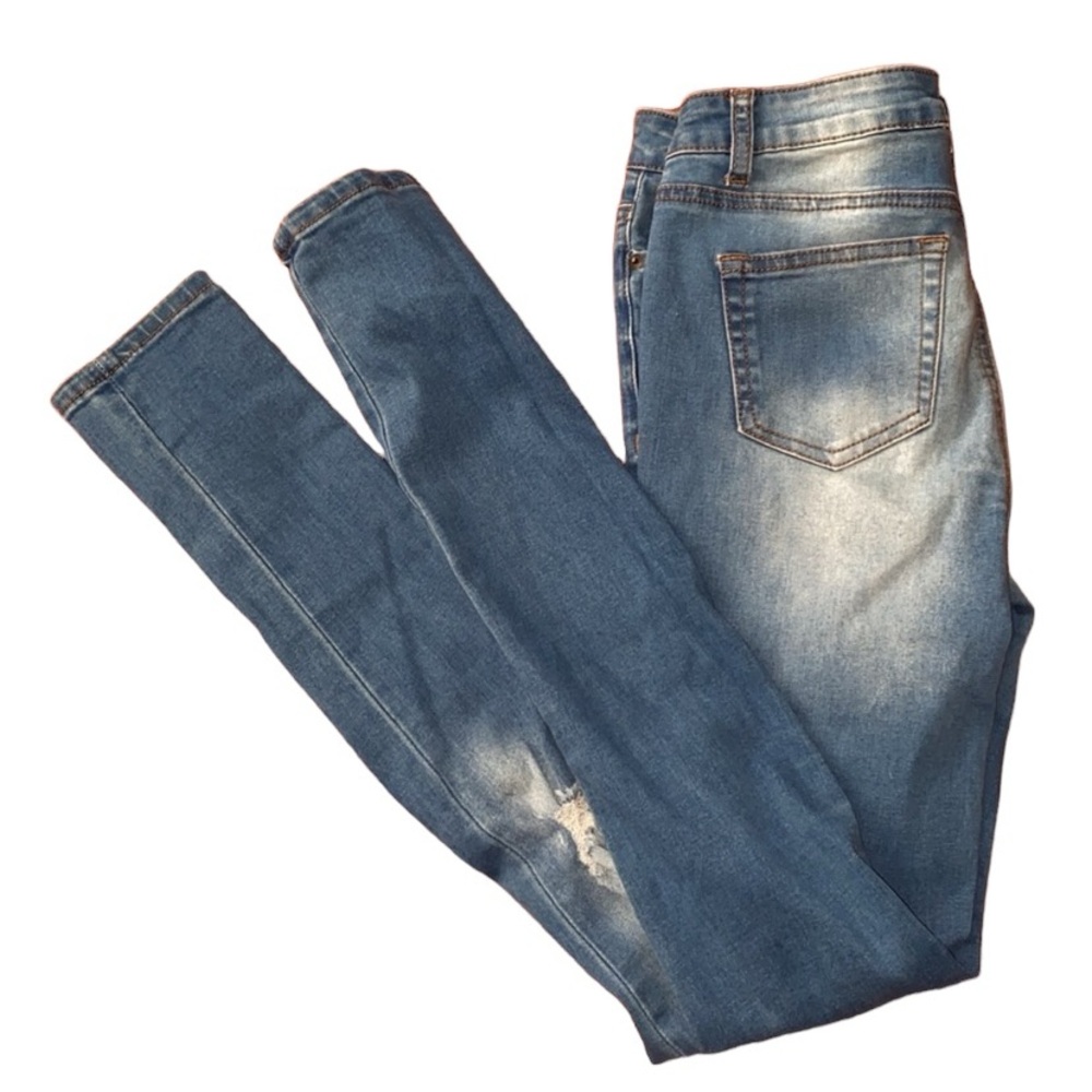 Euc- Distressed, Patchwork Jeans In Pristine Cond… - image 3